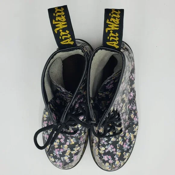 Dr. Martens Black Floral Combat Boots - Picture 7 of 11